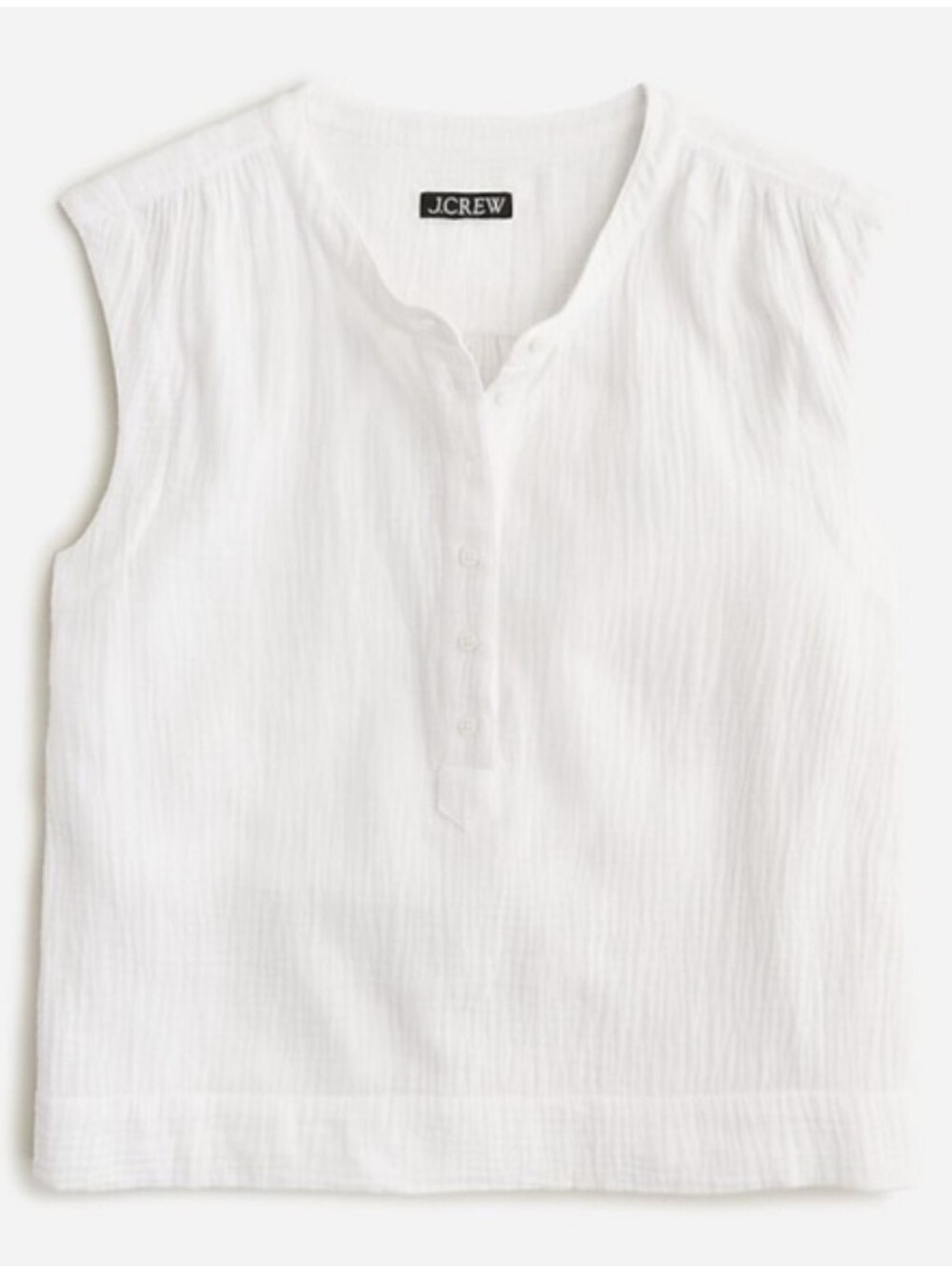 NWT J.Crew Sleeveless White Cotton Gauze Henley Top Sz S